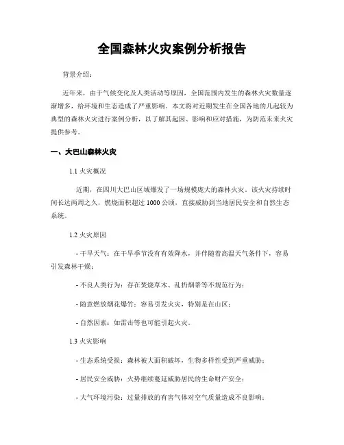 全国森林火灾案例分析报告