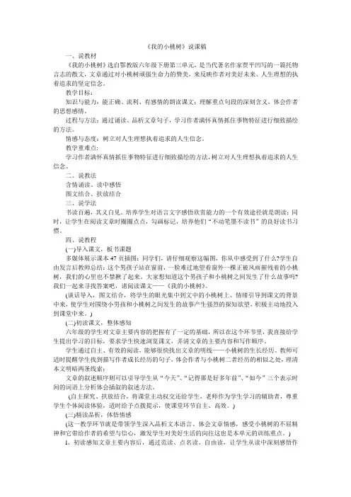 《我的小桃树》说课稿