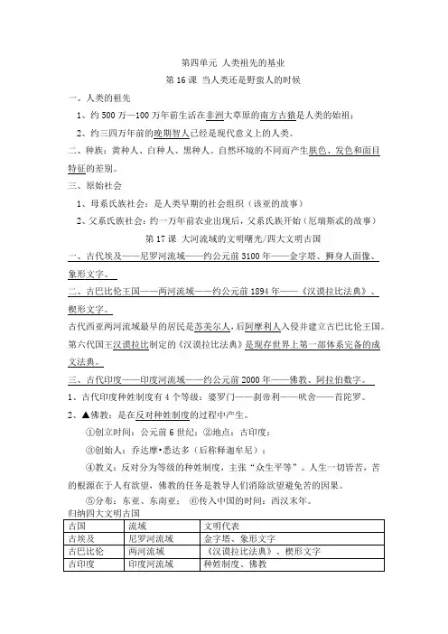 八下历史世界史部分复习提纲
