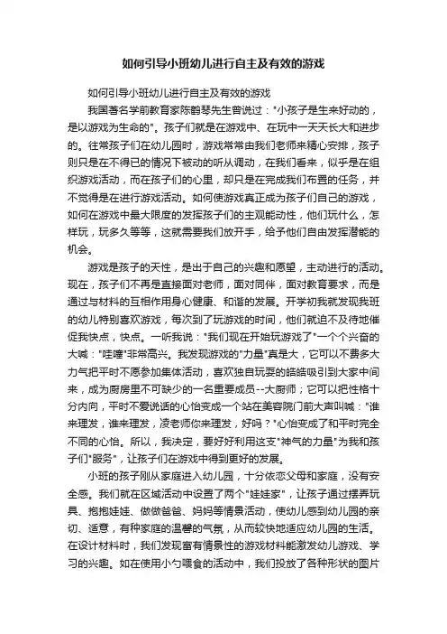 如何引导小班幼儿进行自主及有效的游戏