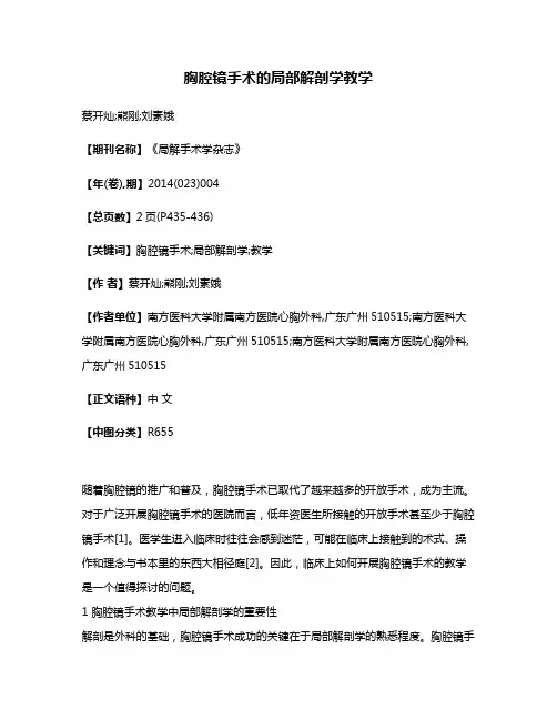 胸腔镜手术的局部解剖学教学