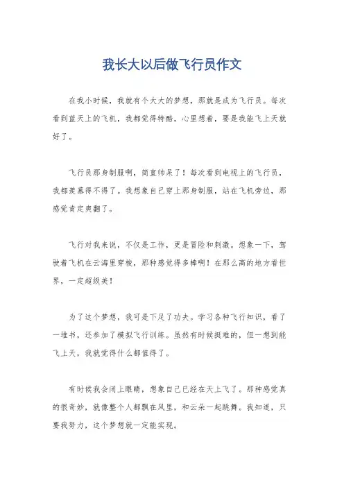我长大以后做飞行员作文