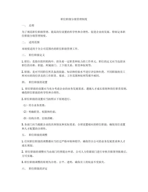 职位职级分级管理制度
