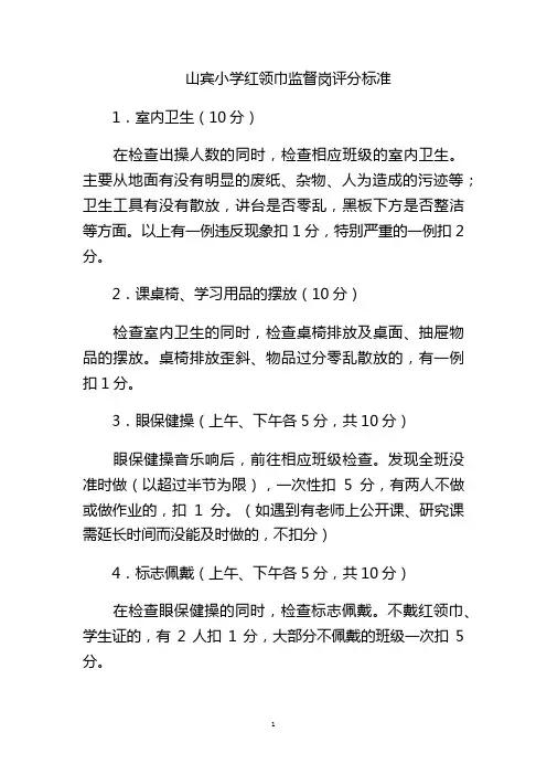 山宾小学红领巾监督岗评分标准