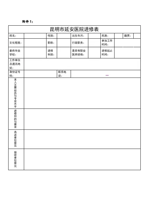 昆明市延安医院2023年临床药师培训招生附表1、2