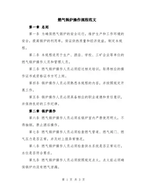 燃气锅炉操作规程范文