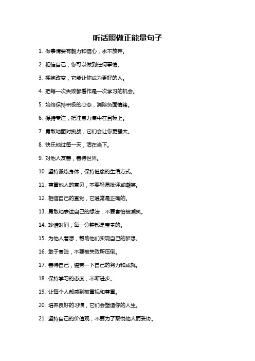 听话照做正能量句子