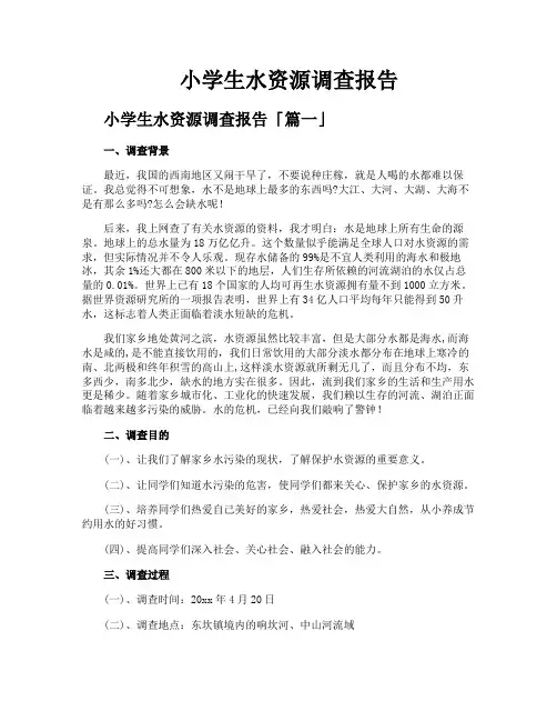 小学生水资源调查报告