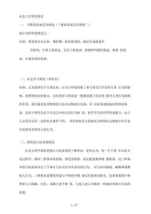 社会工作常用理论