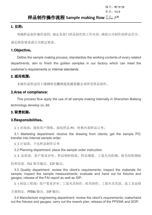 样品制作操作流程