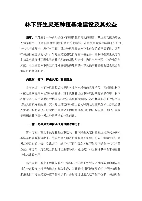 林下野生灵芝种植基地建设及其效益