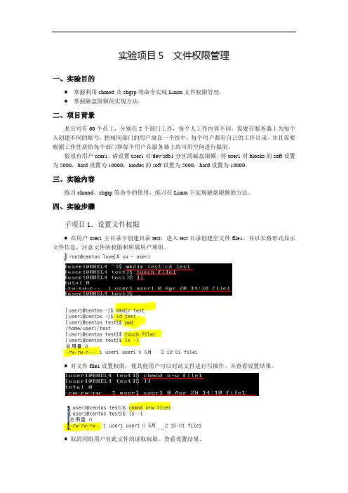 实验项目5  文件权限管理