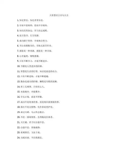 大智慧名言名句大全