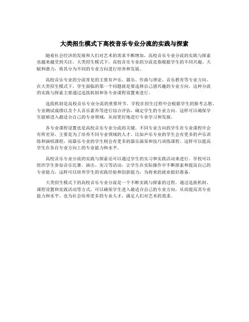 大类招生模式下高校音乐专业分流的实践与探索