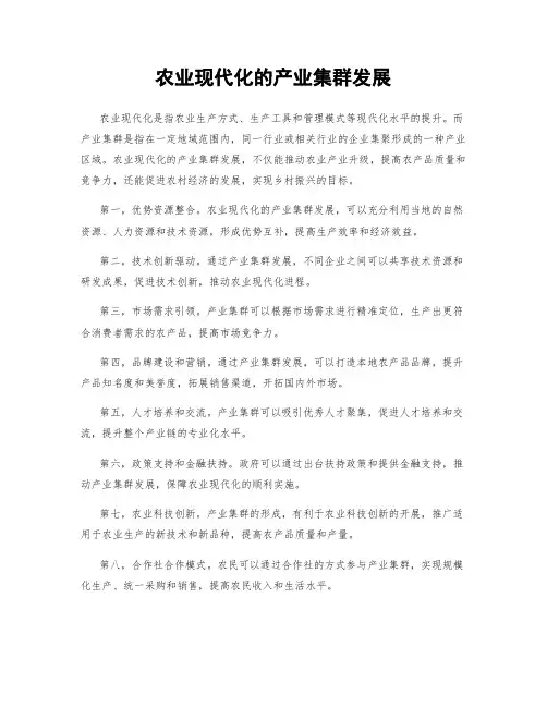 农业现代化的产业集群发展