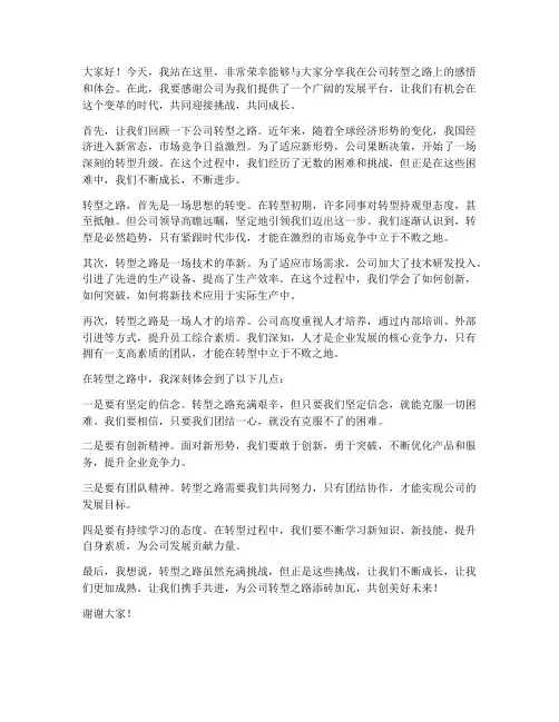 转型之路发言稿范文
