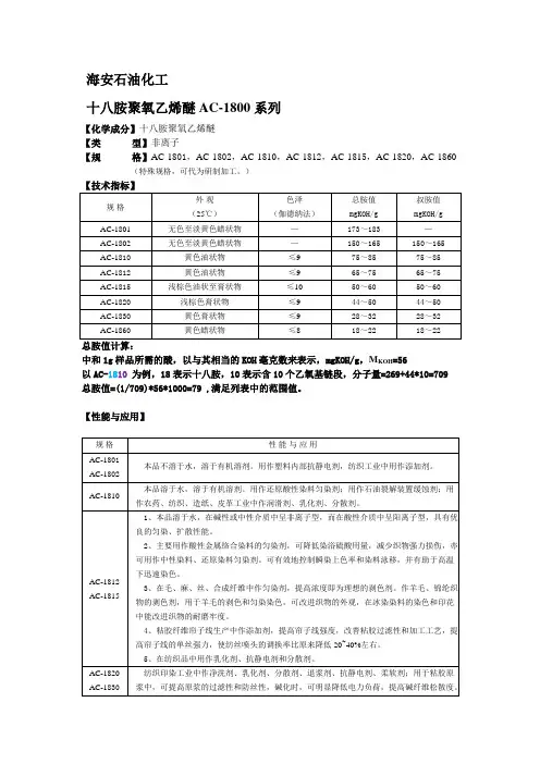 十八胺聚氧乙烯醚-海安石油化工