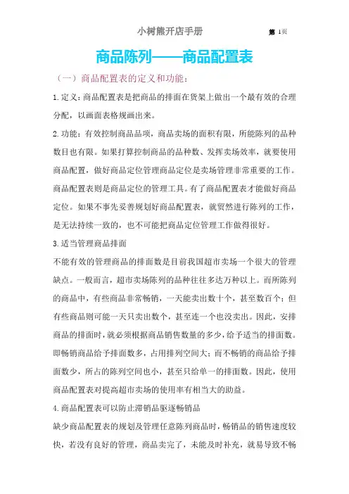 开店必备----商品配置表