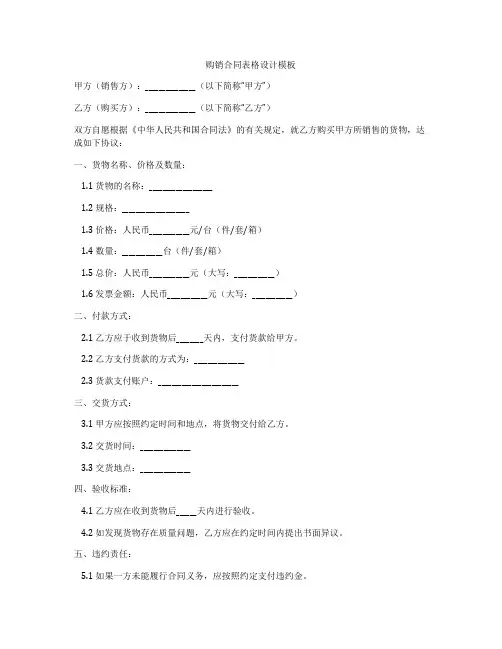 购销合同表格设计模板