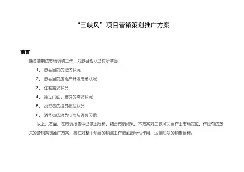 重庆市忠县三峡风项目营销策划推广方案