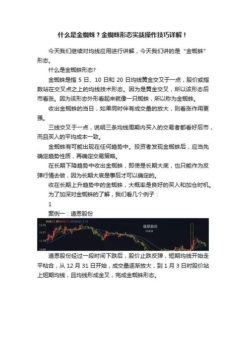 什么是金蜘蛛？金蜘蛛形态实战操作技巧详解！