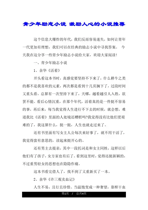 青少年励志小说 激励人心的小说推荐.doc