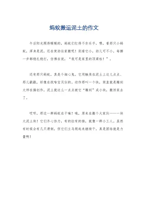 蚂蚁搬运泥土的作文