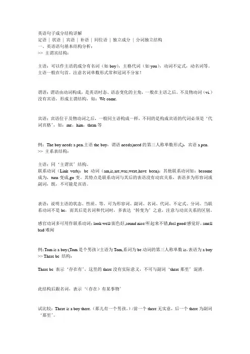 英语句子成分结构详解