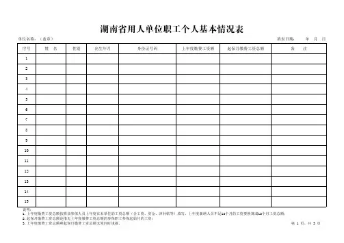 湖南省用人单位参保登记申请表(三表)