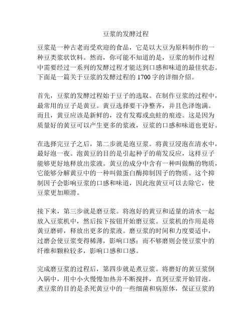 豆浆的发酵过程