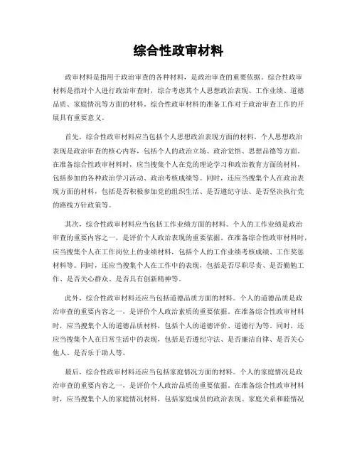 综合性政审材料