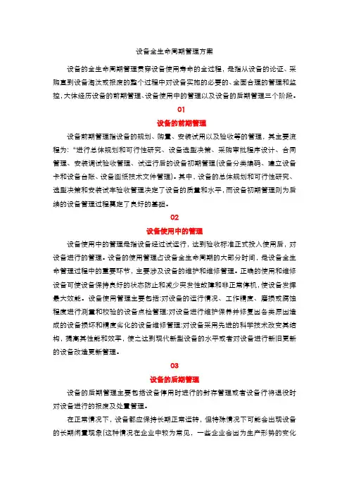 设备全生命周期管理方案