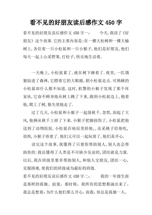 看不见的好朋友读后感作文450字