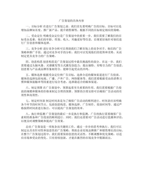 广告策划的具体内容