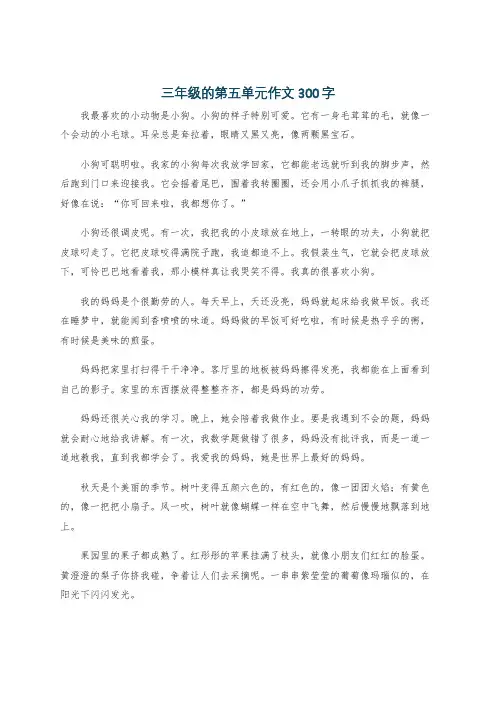 三年级的第五单元作文300字