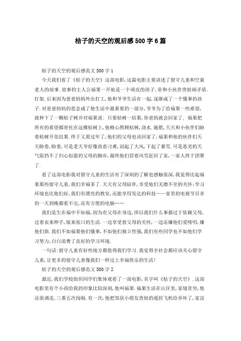 桔子的天空的观后感500字6篇
