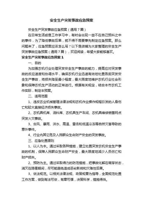 安全生产突发事故应急预案