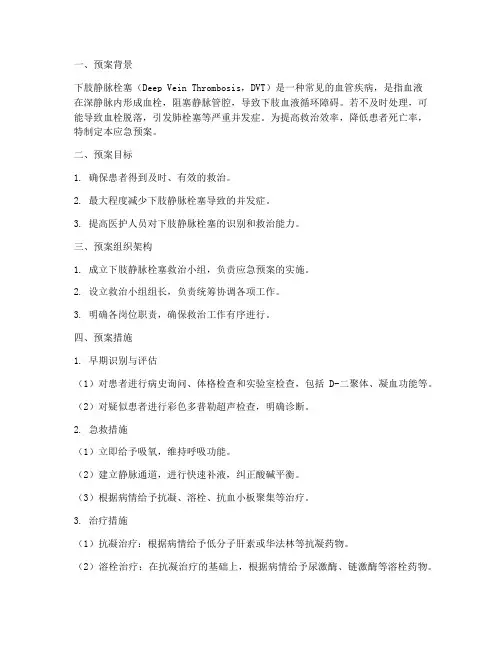 突发下肢静脉栓塞的应急预案