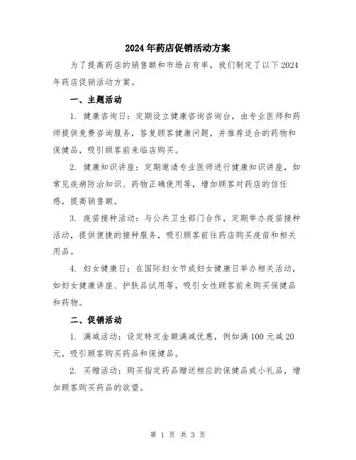 2024年药店促销活动方案