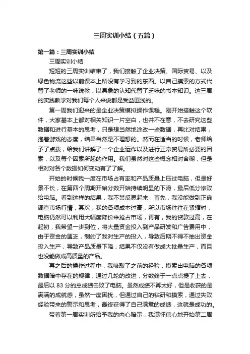 三周实训小结（五篇）