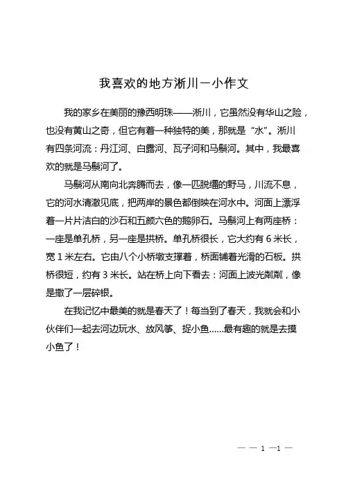 我喜欢的地方淅川一小作文