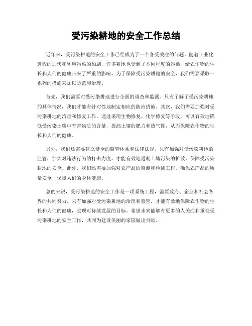 受污染耕地的安全工作总结