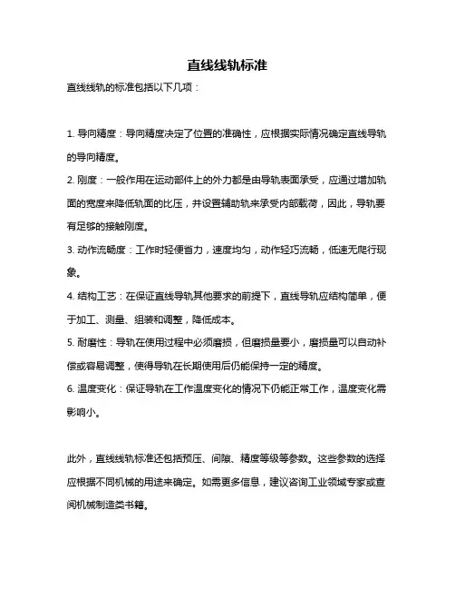 直线线轨标准