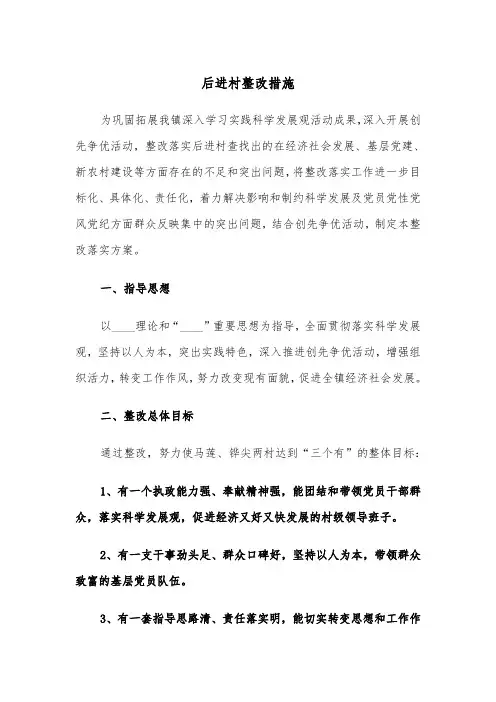 后进村整改措施(四篇)