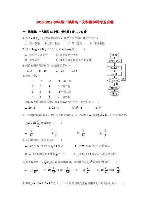 高二数学下学期周练试题5文(精品文档)