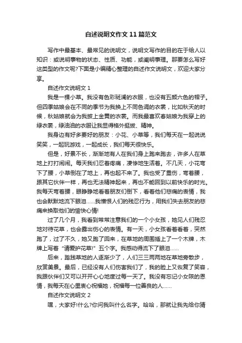 自述说明文作文11篇范文