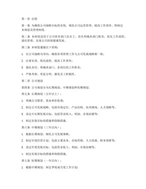 企业规划及管理制度模板