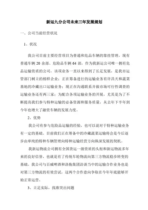 (完整版)公司未来三年发展规划