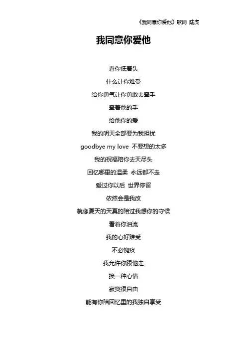 《我同意你爱他》歌词 陆虎