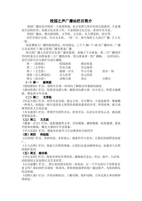 校园之声广播站栏目简介